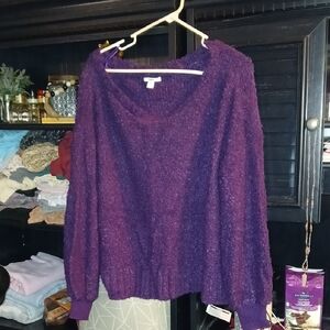 Bar III Women's Deep Purple Scoop Neck Sweater